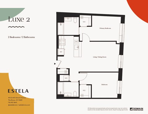 Floor plan for 2 beds, 2 baths, 929 sqft